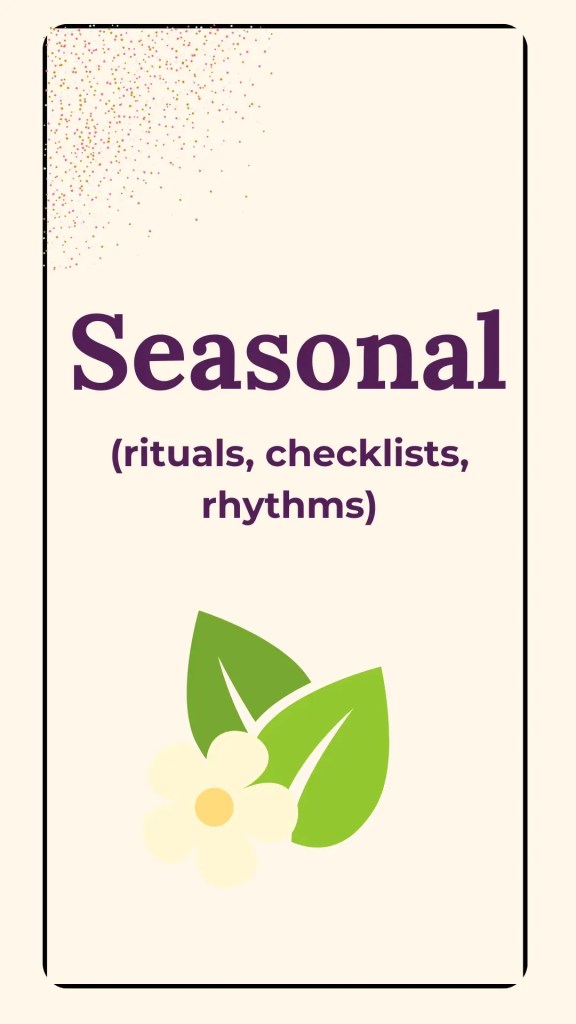 seasonal card - rituals, checklists, rhythms printables