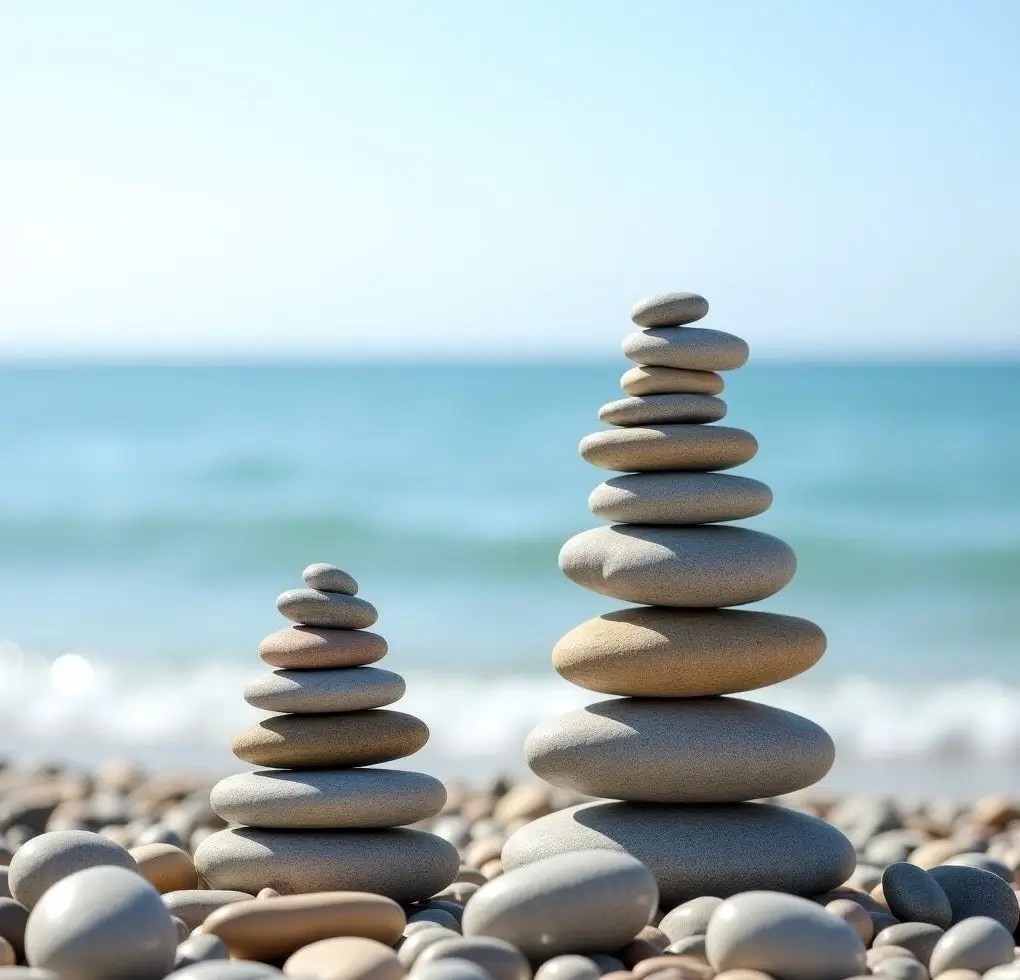 Balanced stones representing harmony in mindset