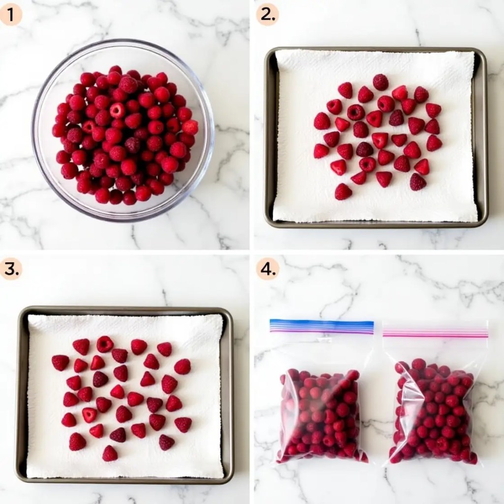 Visual guide of how to freeze fresh berries properly at home